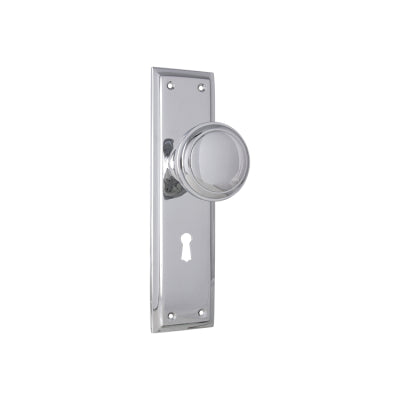 Tradco Door Knob Milton Lock Pair Chrome Plated H200xW50xP73mm