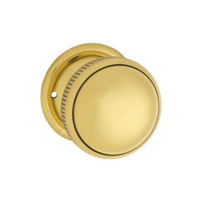 Tradco Door Knob Milled Edge Round Rose Pair Polished Brass D45xP46mm BP45mm
