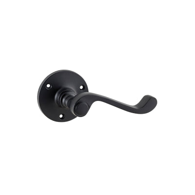 Tradco Door Lever Milton Round Rose Pair Matt Black D63xP68mm