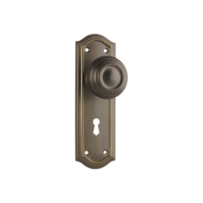 Tradco Door Knob Kensington Lock Pair Antique Brass H175xP57xW58mm