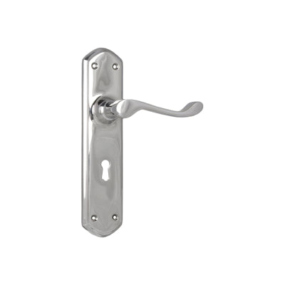 Tradco Door Lever Windsor Lock Pair Chrome Plated H200xP60xW45mm