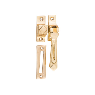 Tradco Casement Fastener Deco Polished Brass W50xP25mm Drop 85mm