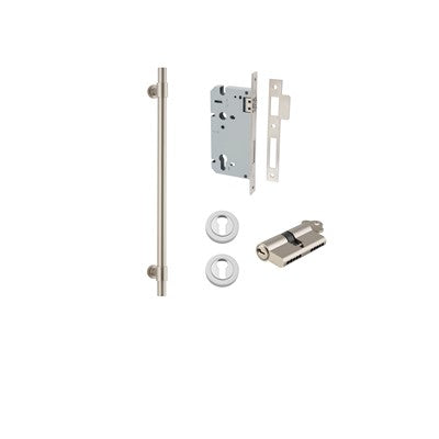 Iver Pull Handle Helsinki Satin Nickel CTC450mm Key / Key Entrance Kit