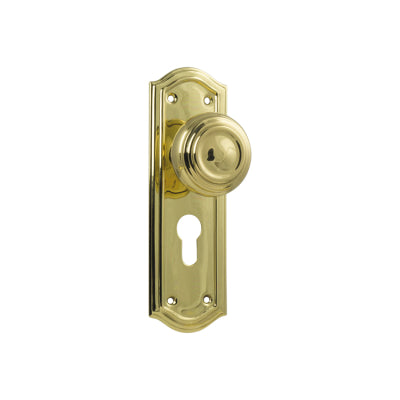 Tradco Door Knob Kensington Euro Pair Polished Brass H175xP57xW58mm