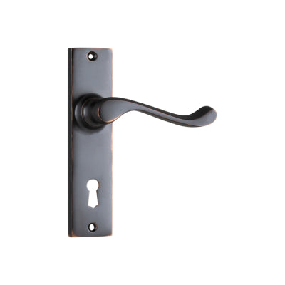 Tradco Door Lever Fremantle Lock Pair Antique Copper H150xW35xP50mm