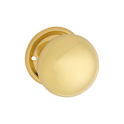 Tradco Door Knob Plain Round Rose Pair Polished Brass D54xP53mm BP54mm