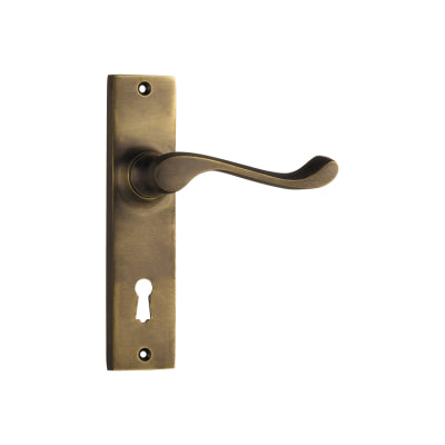 Tradco Door Lever Fremantle Lock Pair Antique Brass H150xW35xP50mm