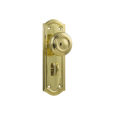 Tradco Door Knob Kensington Privacy Pair Polished Brass H175xP57xW58mm