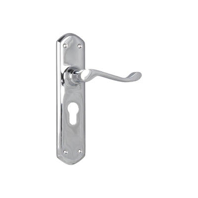 Tradco Door Lever Windsor Euro Pair Chrome Plated H200xP60xW45mm