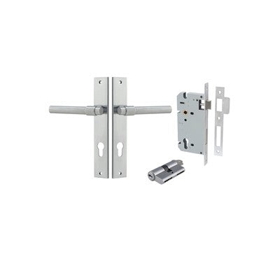 Iver Door Lever Helsinki Rectangular Brushed Chrome Key / Key Entrance Kit