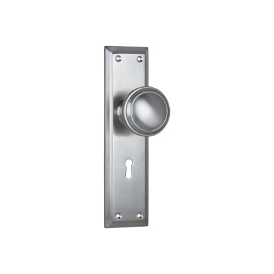 Tradco Door Knob Milton Lock Pair Satin Chrome H200xW50xP73mm