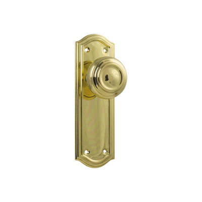 Tradco Door Knob Kensington Latch Pair Polished Brass H175xP57xW58mm