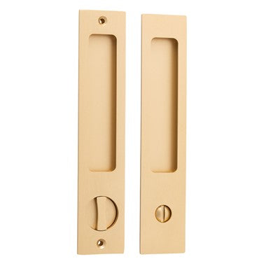 Iver Sliding Door Pull Rectangular Privacy Pair Brushed Brass H225xW45xP2.5mm