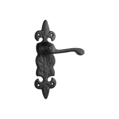 Tradco Door Lever Stratford Iron Latch Pair Matt Black H192xW50xP55mm