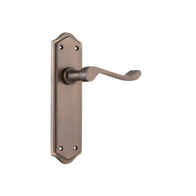 Tradco Door Lever Henley Latch Pair Antique Brass H180xW50xP58mm
