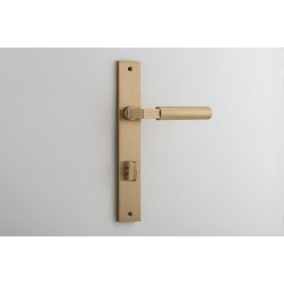 Iver Door Lever Berlin Rectangular Privacy Pair Brushed Brass CTC85mm L120xP57mm BPH240xW38mm