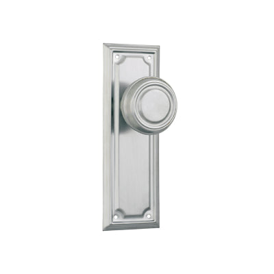Tradco Door Knob Edwardian Latch Pair Satin Chrome H185xW60xP57mm