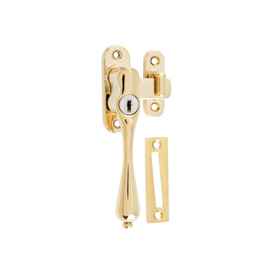 Tradco Casement Fastener Locking Teardrop Left Hand Anti-tarnish Brass W28xP34mm Drop 115mm
