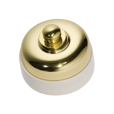 Tradco Dimmer Ivory Porcelain Base Polished Brass D60xP48mm