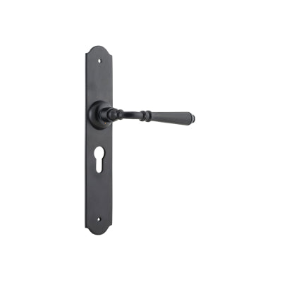 Tradco Door Lever Reims Euro Pair Matt Black H240xW43xP70mm