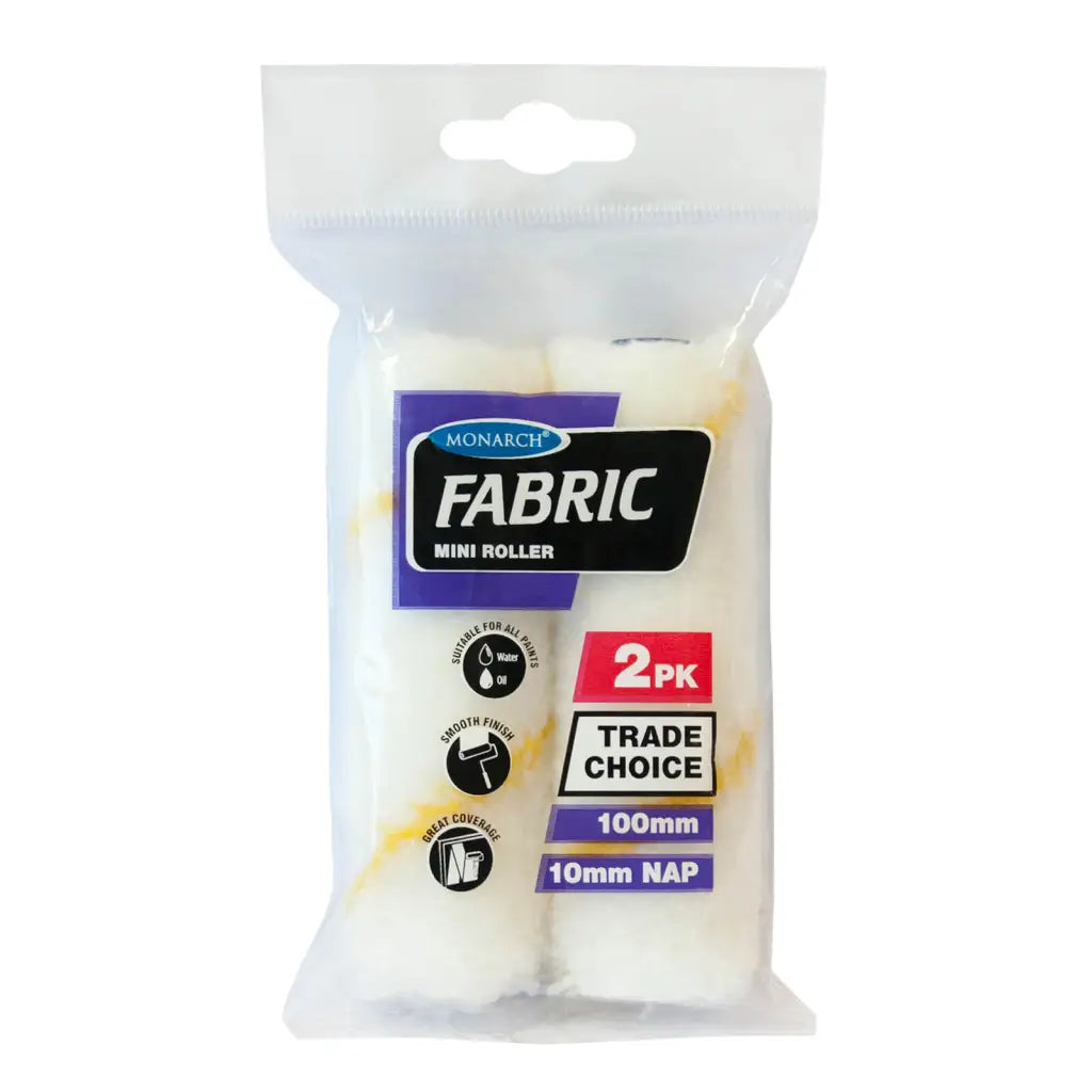 Monarch Fabric Mini Roller Cover 10mm Nap 100mm - 2PK