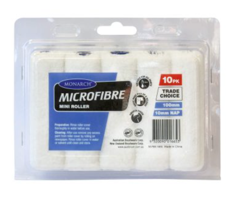Monarch Microfibre Mini Roller Cover 10mm Nap 100mm