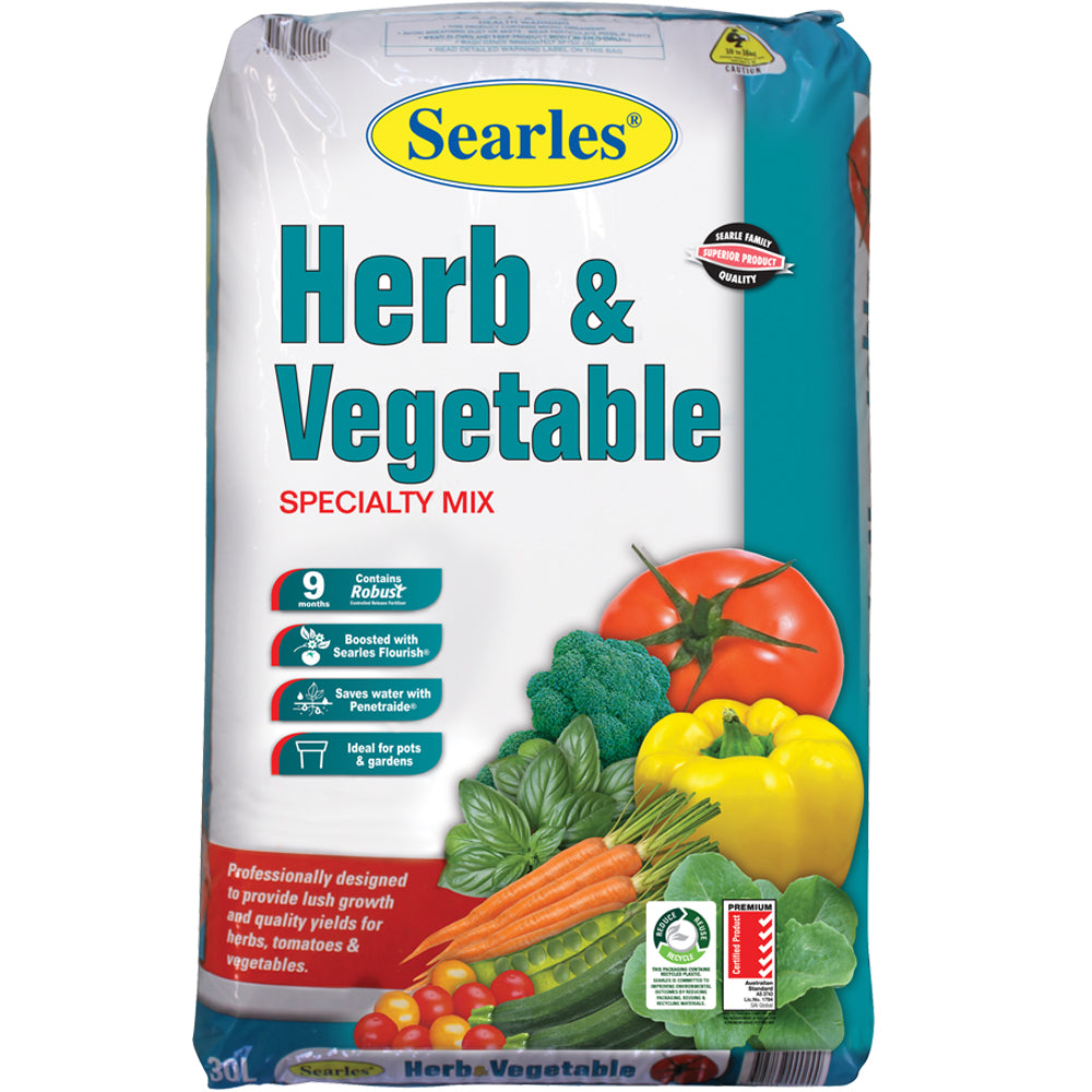 searles premium potting mix Searles Herb & Vegetable Specialty Mix 30L – Village Hardware