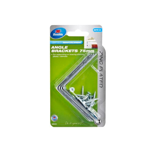 Zenith Angle Bracket Zinc 75mm 4PK