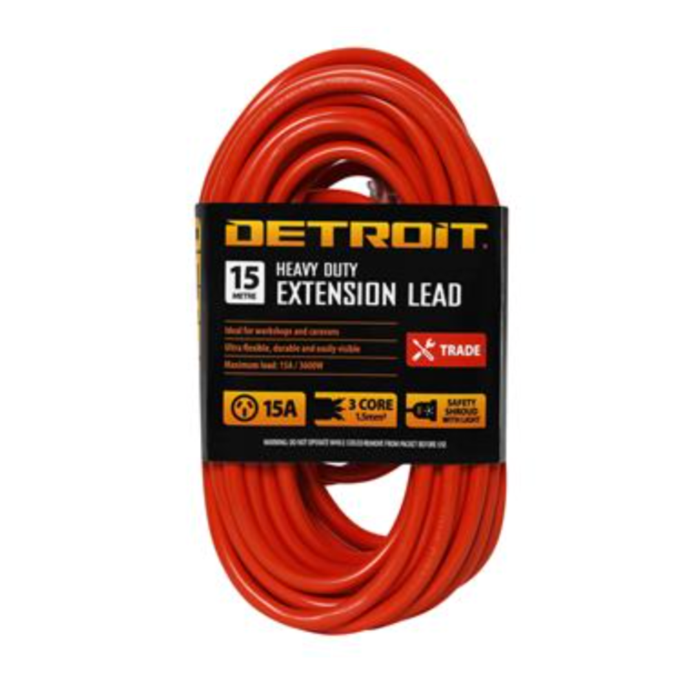 Detroit Extension Lead 15A 15m- Orange