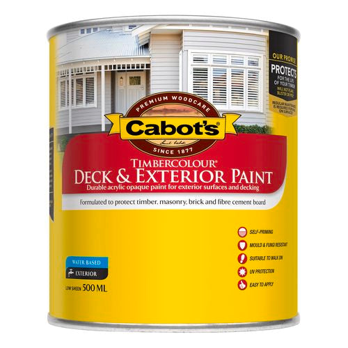 Cabot's TimberColour Deck & Exterior Paint- White 500ml