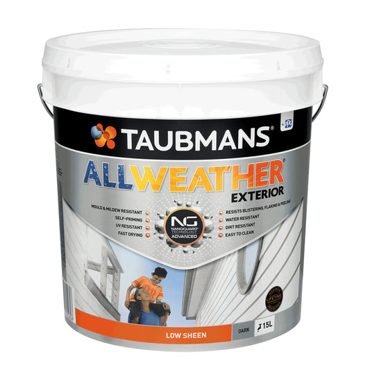 Taubmans All Weather Exterior Paint 15L- Dark Low Sheen