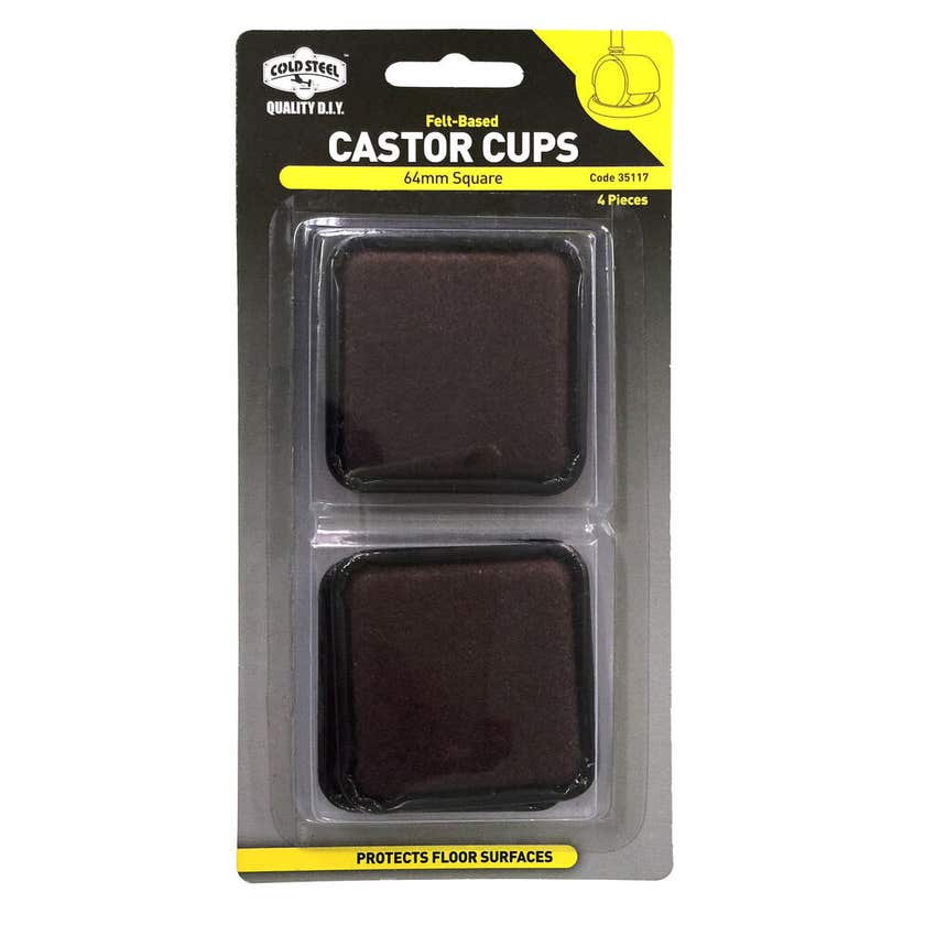 Cold Steel Castor Cups Square 64mm- Brown 4PK