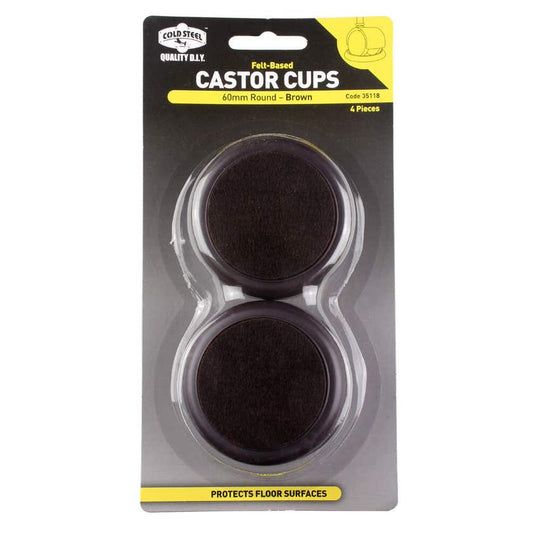 Cold Steel Caster Cups Round 60mm- Brown 4PK