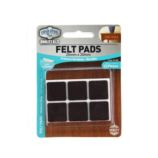 Cold Steel Felt Pads Square 20mmx 20mm- Brown 12PC