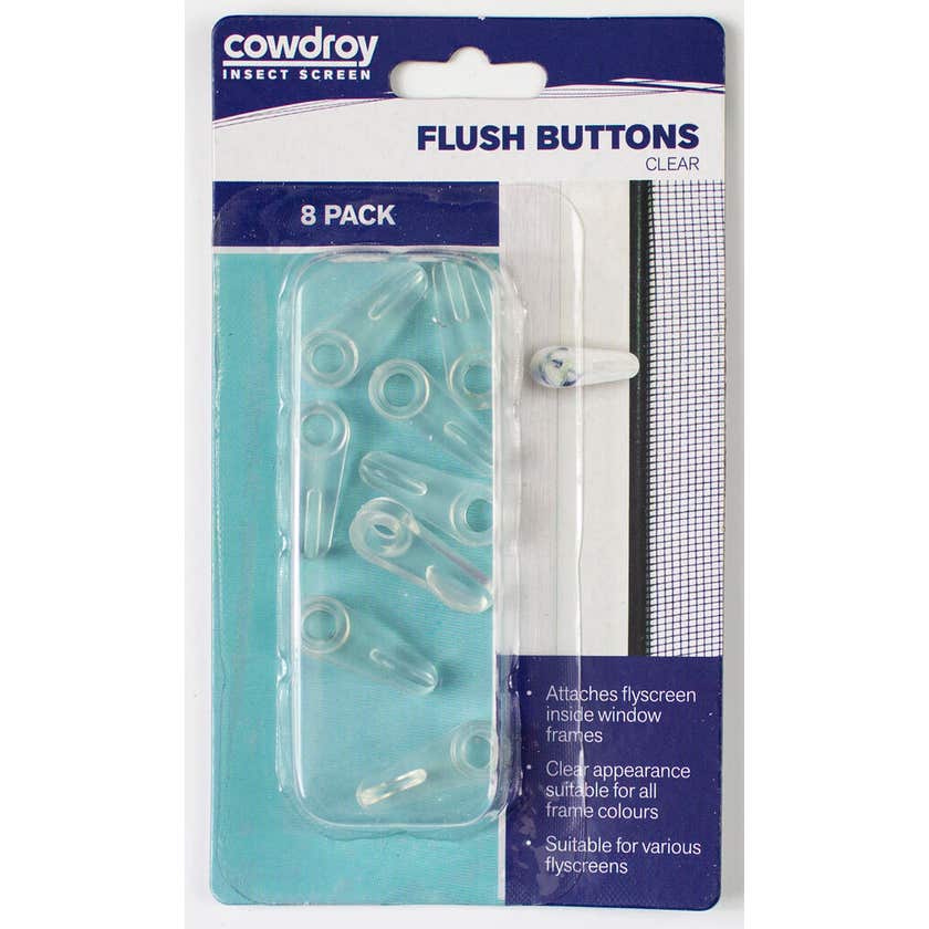Cowdroy Flush Buttons 8PK- Clear