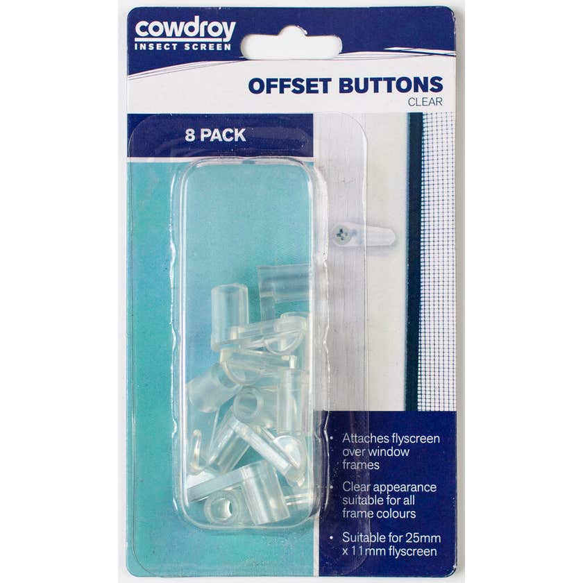 Cowdroy Offset Buttons 8PK- Clear