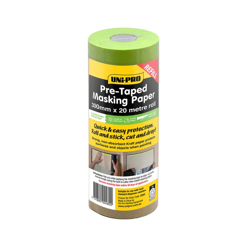 Uni-Pro Masking Paper Refill Pre-Taped 300mm x 20m