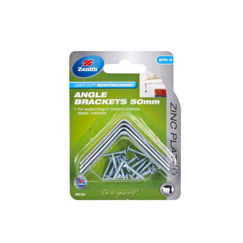 Zenith Angle Bracket Zinc 50mm 4PK