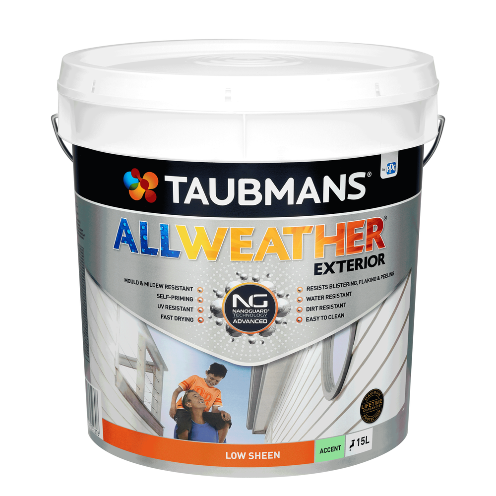 Taubmans All Weather Exterior Paint 15L- Accent Low Sheen