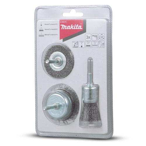 Makita Drill Wire Brush Set 3pc 6mm Shank