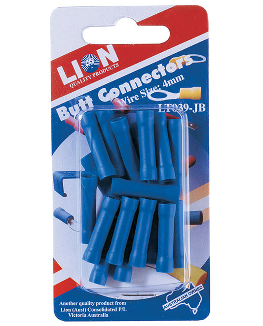 Lion Terminal Butt Connector Blue 4mm Wire