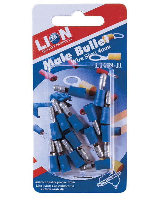 Lion Terminal Male Bullet Blue 4mm Wire