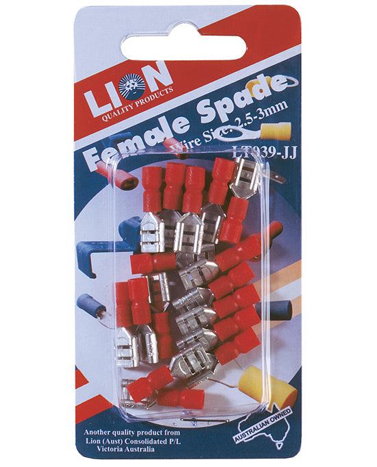 Lion Terminal Female Blade Red 2.5 - 3m Wire