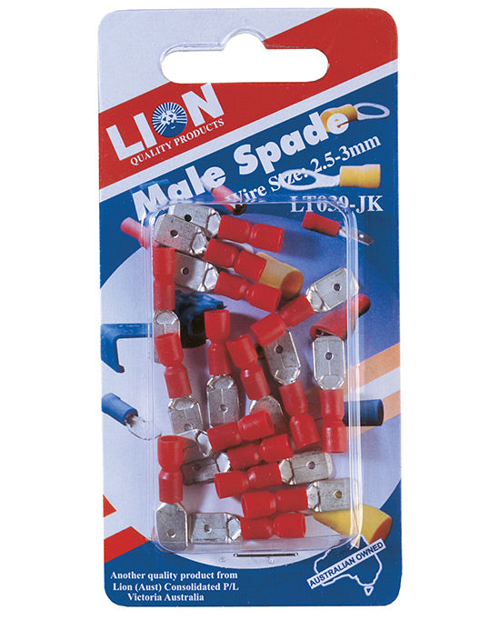 Lion Terminal Male Blade Red 2.5 - 3mm Wire