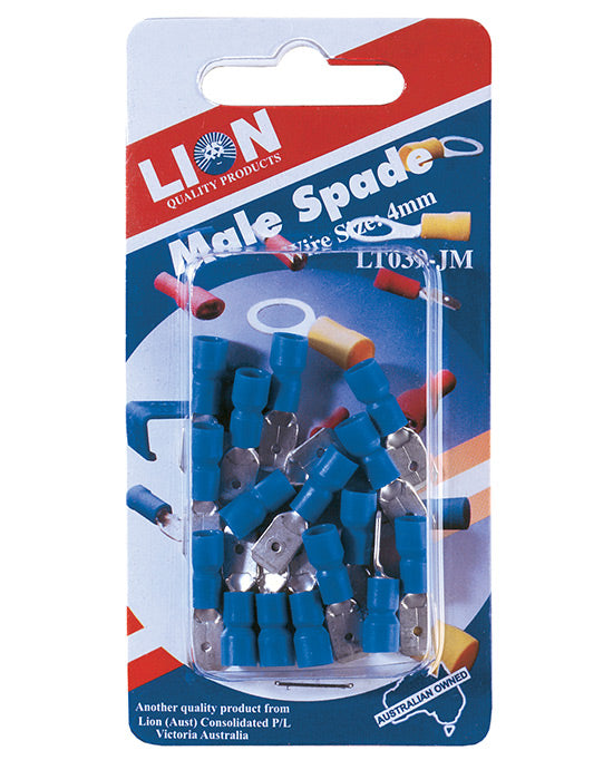 Lion Terminal Male Blade Blue 4mm Wire