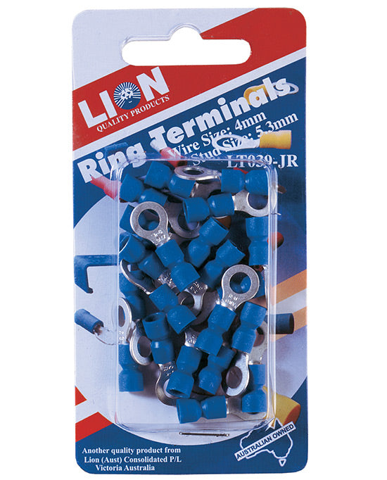 Lion Terminal 5.3mm Ring Blue 4mm Wire