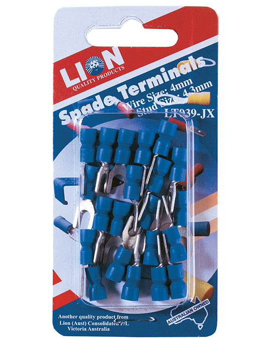 Lion Terminal 4.3mm Spade Blue 4mm Wire