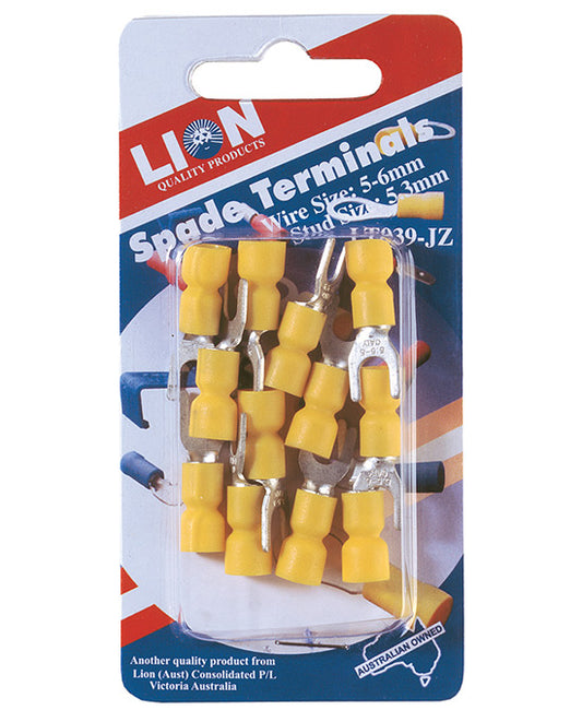 Lion Terminal 5.3mm Spade Yellow 5 - 6mm Wire