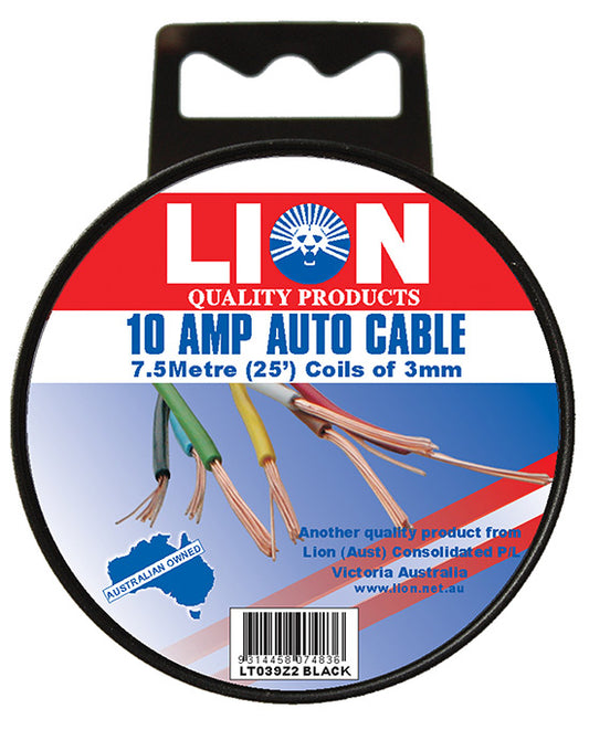 Lion Auto Cable 10amp X 3mm Black