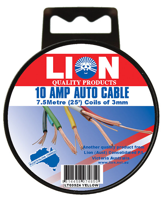 Lion Auto Cable 10amp X 3mm Yellow